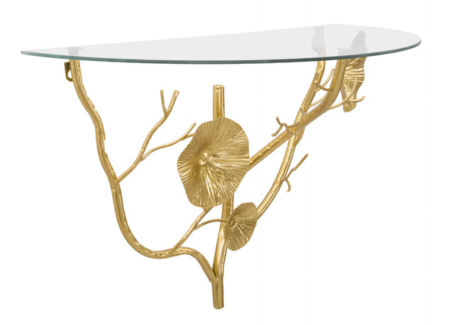 Noptiera Tisty, Fier/Sticla, Auriu, 40x60x30 cm [2]