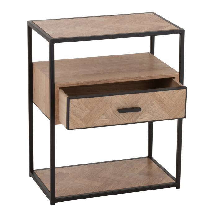 Noptiera Zigzag, Lemn, Negru, 50x30x61 cm [2]