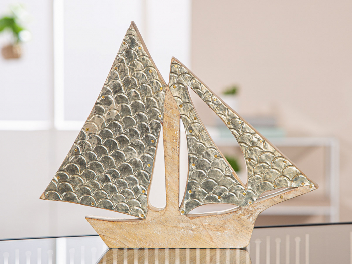 Obiect de decor, Barcă, Beach, Lemn de mango, ecru, PU 4, L. 3 cm, L. 25 cm, H. 20 cm [4]