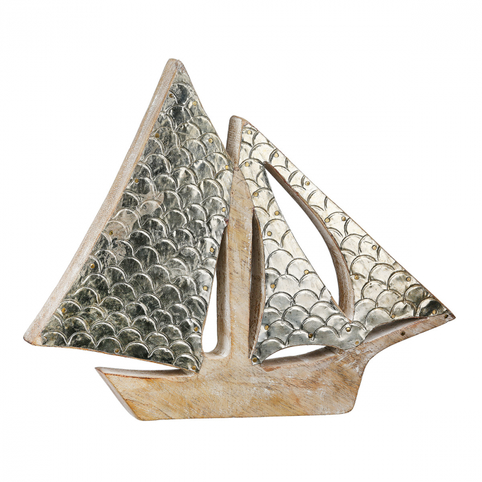 Obiect de decor, Barcă, Beach, Lemn de mango, ecru, PU 4, L. 3 cm, L. 30 cm, H. 24 cm [2]