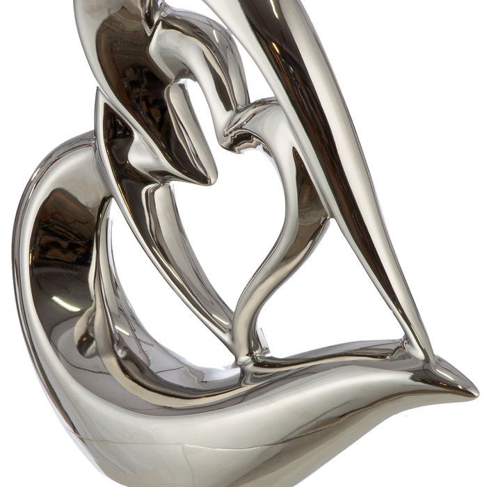 Obiect de decor, Inimă, Dragoste, Ceramica, argintiu, PU 2, L. 6,5 cm, L. 22 cm, H. 21,5 cm [3]