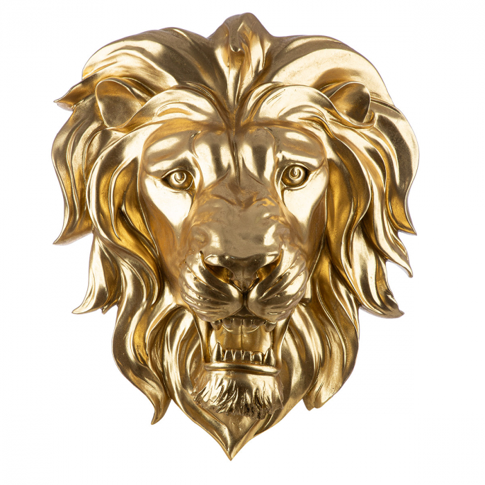 Obiect de perete (LED), Leu, Regele Savanei, Polirășină, auriu, PU 1, L. 24,5 cm, L. 41 cm, H. 47 cm [6]