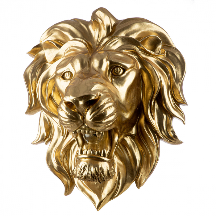 Obiect de perete (LED), Leu, Regele Savanei, Polirășină, auriu, PU 1, L. 24,5 cm, L. 41 cm, H. 47 cm [2]