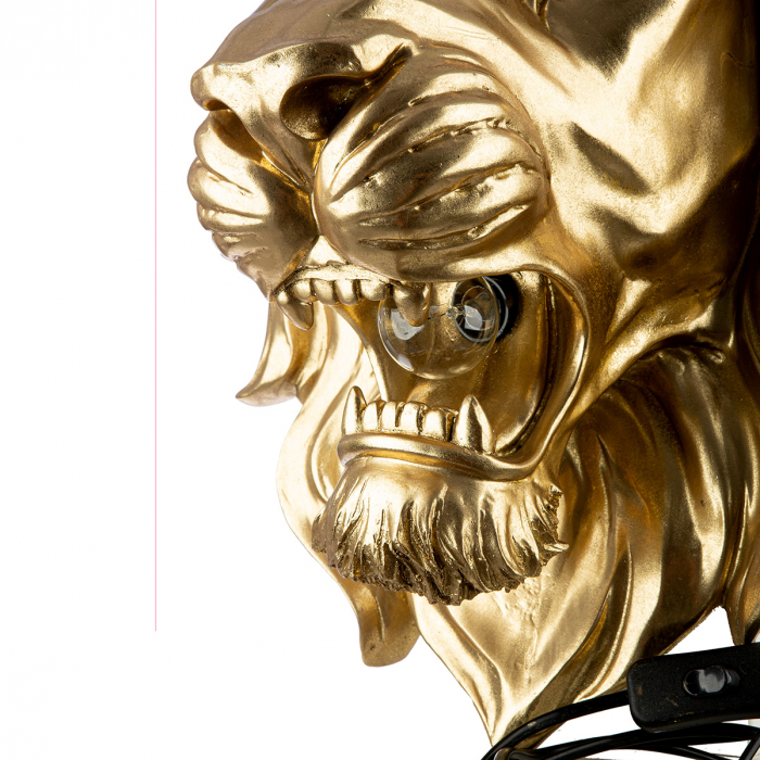 Obiect de perete (LED), Leu, Regele Savanei, Polirășină, auriu, PU 1, L. 24,5 cm, L. 41 cm, H. 47 cm [5]