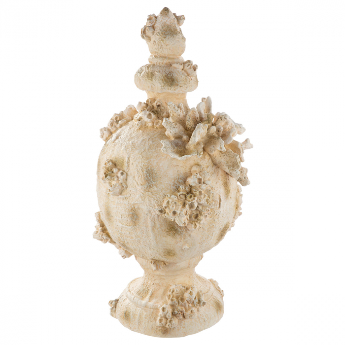 Obiect decorativ, Amforă, motiv coral, rășină sintetică, alb, PU 1, L. 23 cm, l. 25 cm, H 50 cm [2]