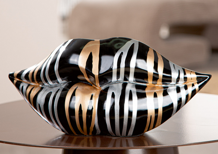 Obiect decorativ, Buze, Model liniar, Rășină sintetică, negru, PU 2, L. 9 cm, L. 28 cm, H 13 cm [4]