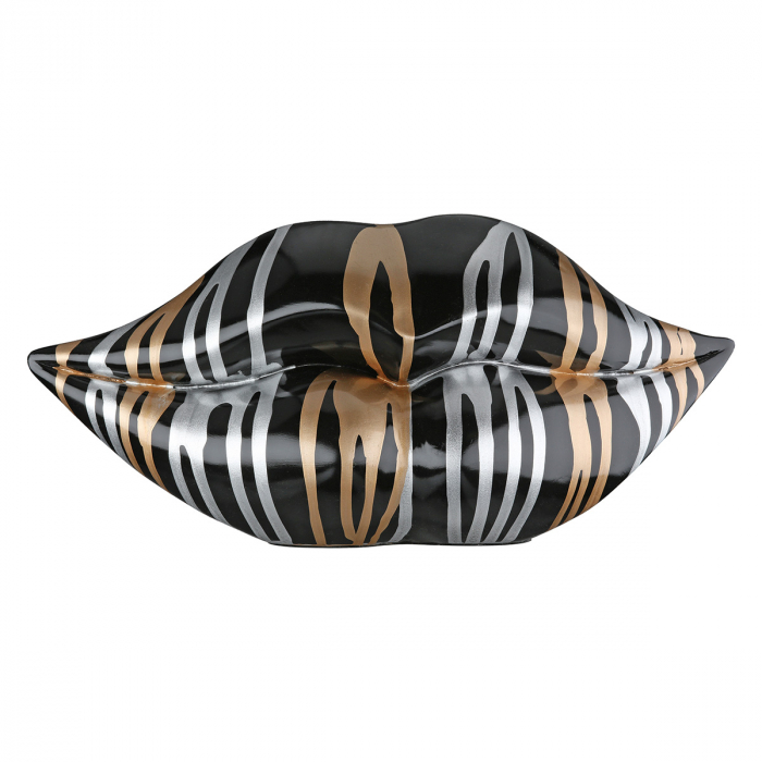 Obiect decorativ, Buze, Model liniar, Rășină sintetică, negru, PU 2, L. 9 cm, L. 28 cm, H 13 cm [3]