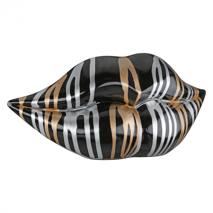 Obiect decorativ, Buze, Model liniar, Rășină sintetică, negru, PU 2, L. 9 cm, L. 28 cm, H 13 cm [2]