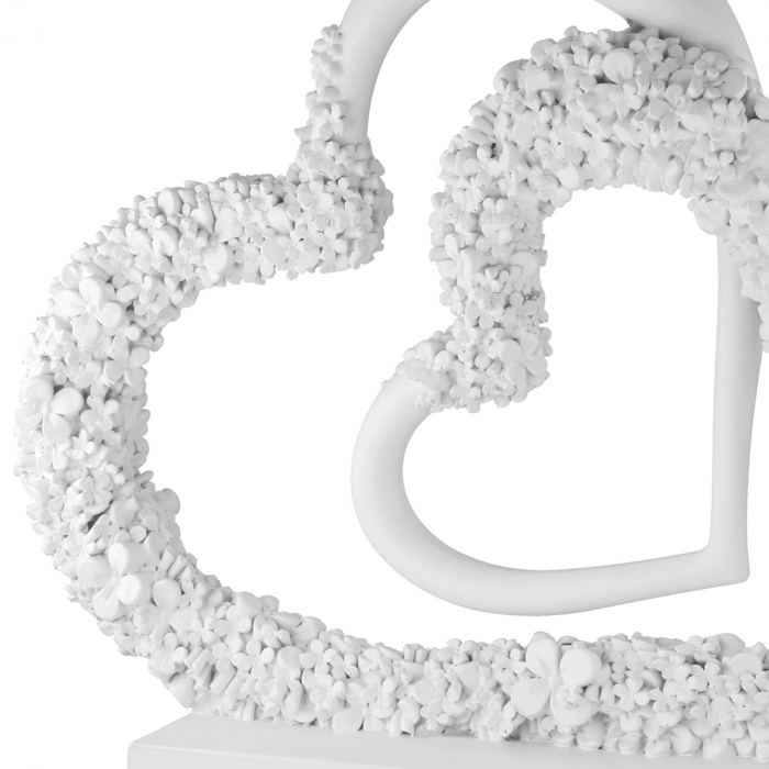 Obiect decorativ, Inimă, Motiv floral, Rășină sintetică, alb, PU 2, L. 8 cm, L. 22 cm, H 23 cm [3]