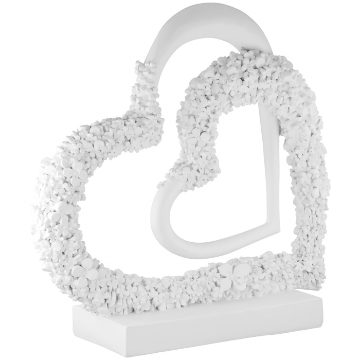 Obiect decorativ, Inimă, Motiv floral, Rășină sintetică, alb, PU 2, L. 8 cm, L. 22 cm, H 23 cm [2]