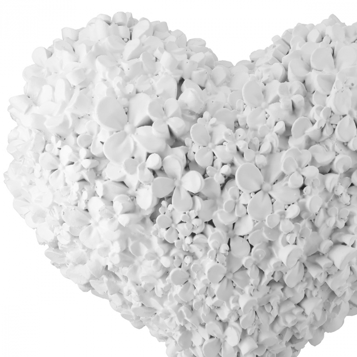 Obiect decorativ, Inimă, Motiv floral, Rășină sintetică, alb, PU 3, L. 10 cm, L. 16 cm, H 21 cm [4]