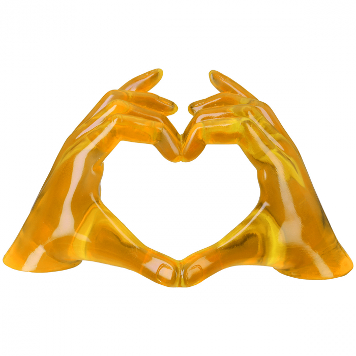 Obiect decorativ, Inimă, Rășină sintetică, galben, PU 2, L. 8 cm, l. 21 cm, H 12 cm [4]