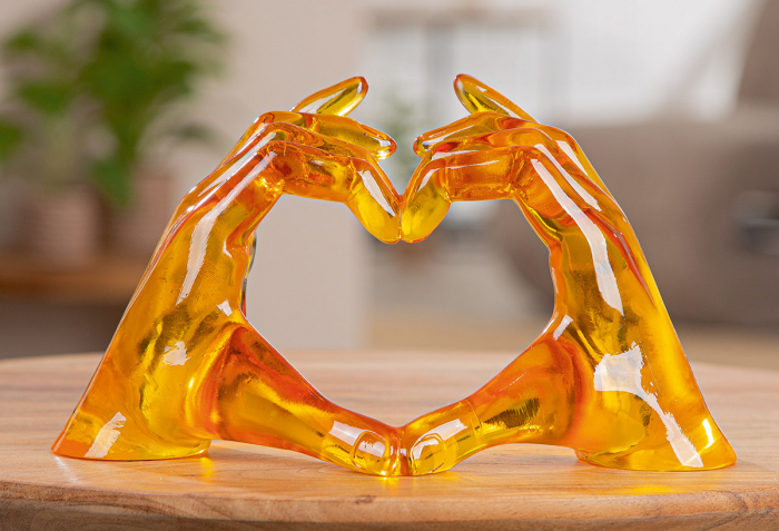 Obiect decorativ, Inimă, Rășină sintetică, galben, PU 2, L. 8 cm, l. 21 cm, H 12 cm [6]