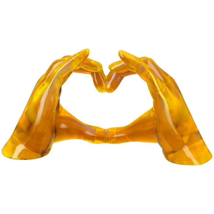 Obiect decorativ, Inimă, Rășină sintetică, galben, PU 2, L. 8 cm, l. 21 cm, H 12 cm [3]