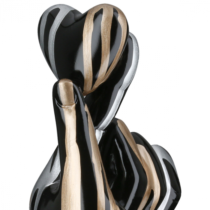 Obiect decorativ, Mână, Motiv inimă, Model liniar, Rășină sintetică, negru, PU 2, L. 8 cm, L. 11 cm, H 26 cm [4]