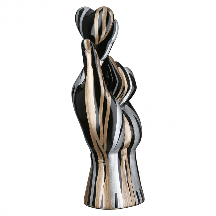 Obiect decorativ, Mână, Motiv inimă, Model liniar, Rășină sintetică, negru, PU 2, L. 8 cm, L. 11 cm, H 26 cm [2]