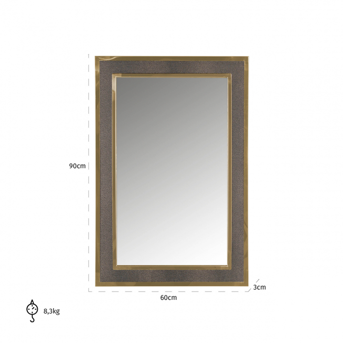 Oglinda Bara calesta, MDF/Otel inoxidabil/Oglinda, Auriu, 90x60x3 cm [2]