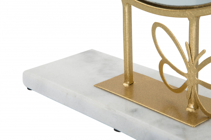 Oglinda Butterfly, Fier/MDF/Oglinda/Marmura, Auriu/Alb, 39.5x30x9 cm [5]