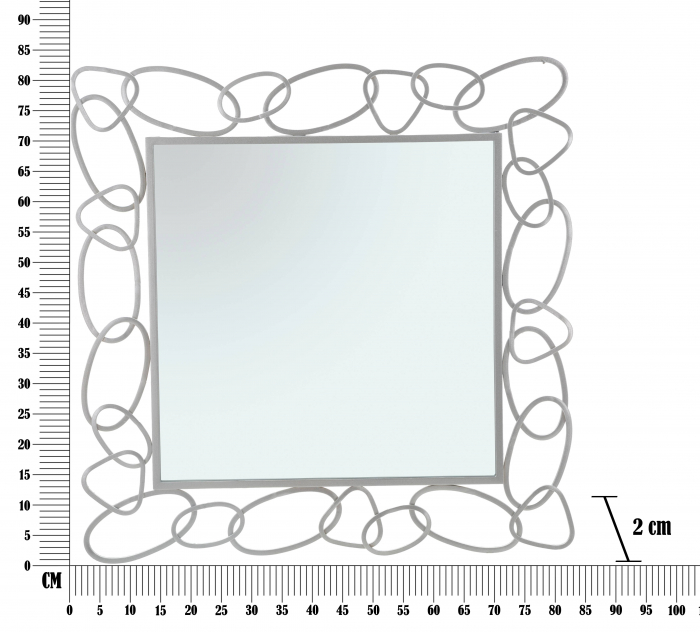 Oglinda Chain, Fier/MDF/Oglinda, Argintiu, 84x84x2 cm [6]