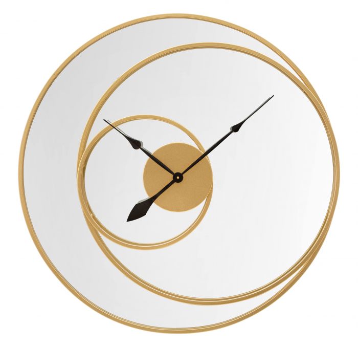 Oglinda cu ceas, Fier/MDF/Oglinda, Auriu, 90x90x5.5 cm [5]