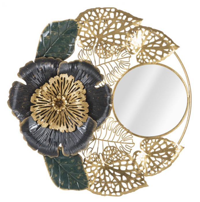 Oglinda de perete Bunga, fier/oglinda/MDF, 72X5.5X74 cm [2]