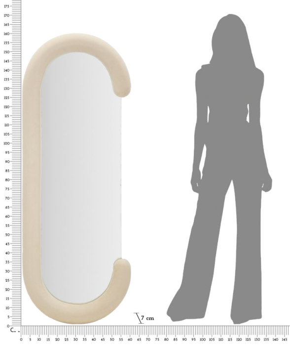 Oglinda de perete Chantal crem catifea 60x7x160 cm (dimensiunea oglinzii 45x140 cm) [6]