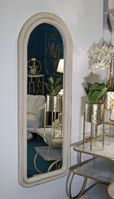 Oglinda de perete Cloe crem catifea 60x4x160 cm (dimensiunea oglinzii 45x145 cm) [6]