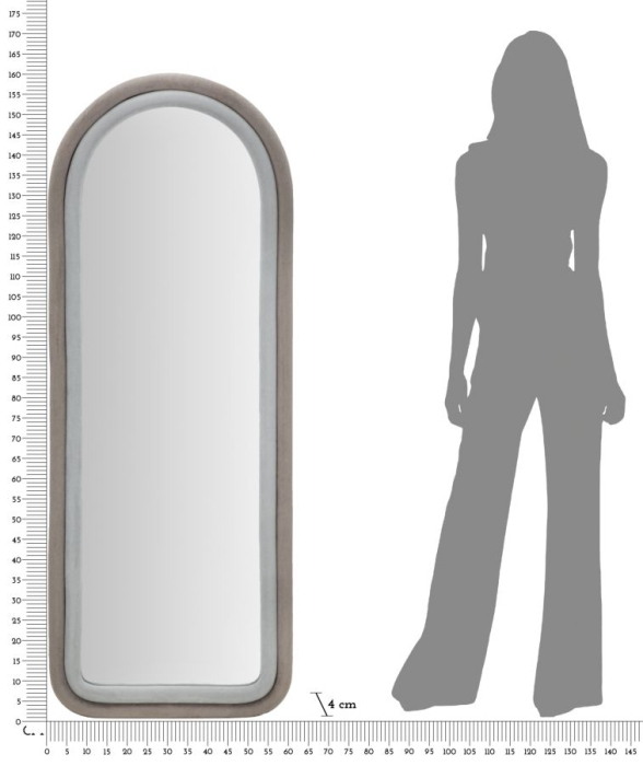 Oglinda de perete Cloe gri catifea 60x4x160 cm (dimensiunea oglinzii 45x145 cm) [6]