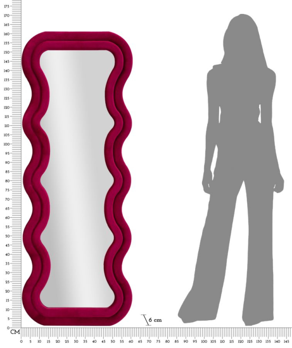 Oglinda de perete Emily fuchsia catifea 60x6x160 cm (dimensiunea oglinzii 42x144 cm) [6]