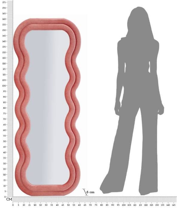 Oglinda de perete Emily roz 60x6x160 cm (dimensiunea oglinzii 42x144 cm) [9]