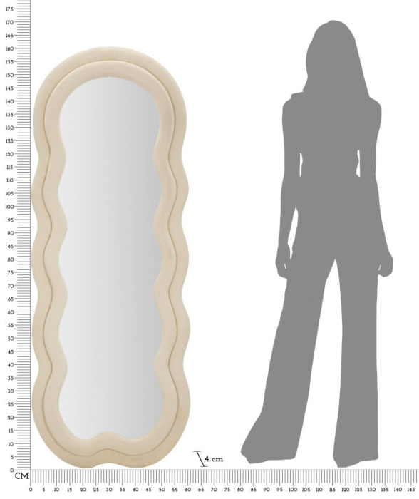 Oglinda de perete Miki crem catifea 60x4x160 cm (dimensiunea oglinzii 39x135 cm) [6]
