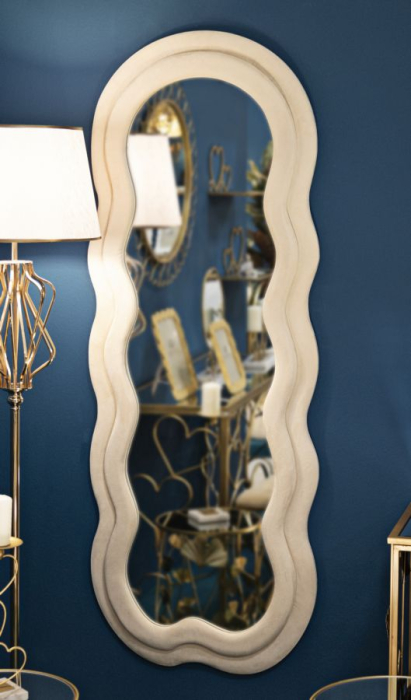 Oglinda de perete Miki crem catifea 60x4x160 cm (dimensiunea oglinzii 39x135 cm) [5]