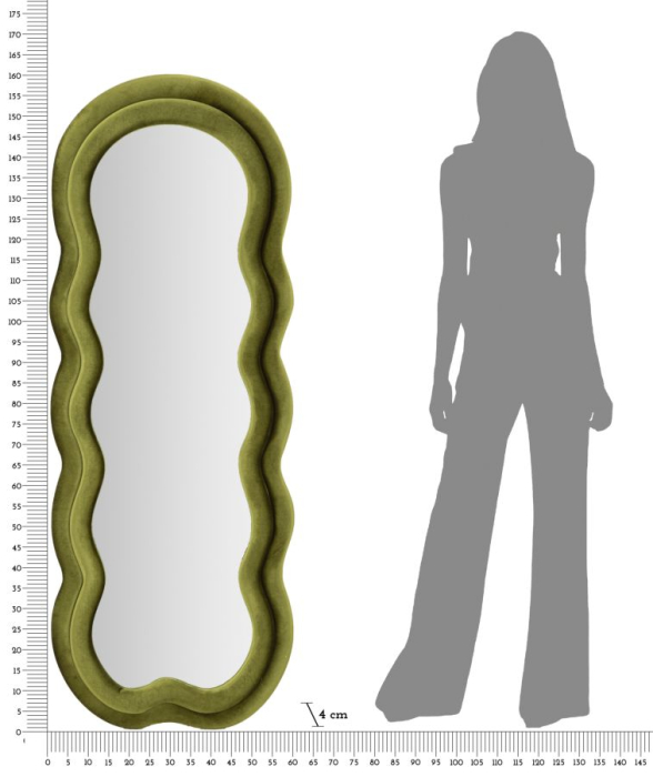 Oglinda de perete Miki verde catifea 60x4x160 cm (dimensiunea oglinzii 39x135 cm) [6]