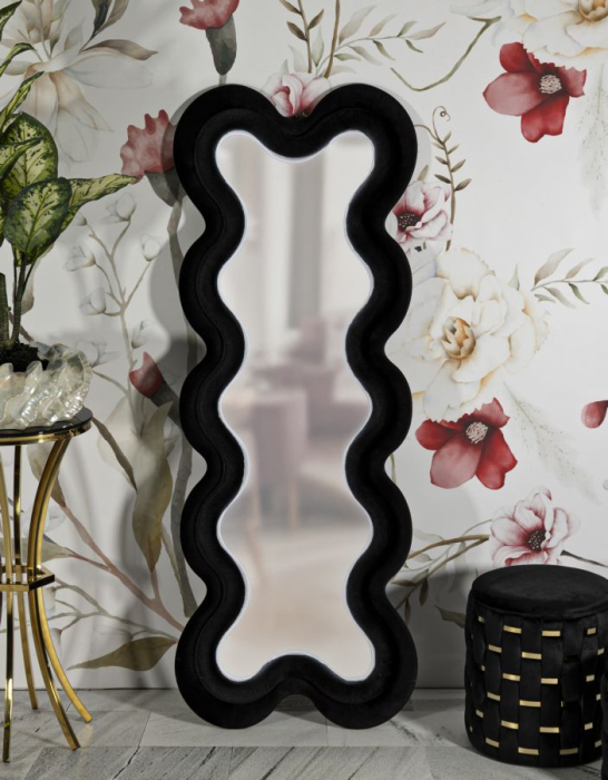 Oglinda de perete Monica neagra 58x4x160 cm (dimensiunea oglinzii 39x124 cm) [7]