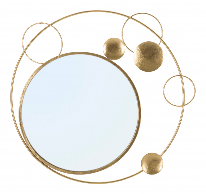 Oglinda de perete Planet, Fier/MDF/Oglinda, Auriu, 83x90x3 cm [4]