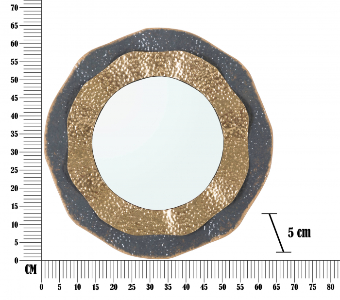 Oglinda de perete Shai Dark, Fier/MDF/Oglinda, Multicolor, 65,5x65,5x5 cm [6]