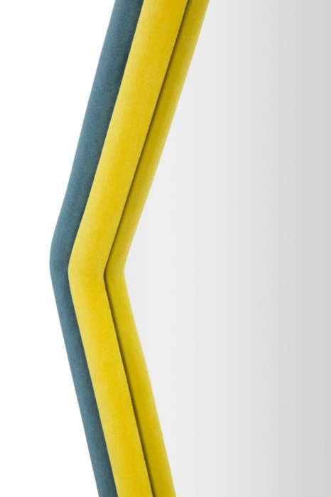Oglinda de perete Tony din catifea albastra/galbena, 75x4x80 cm (dimensiunea oglinzii 58x65 cm) [3]
