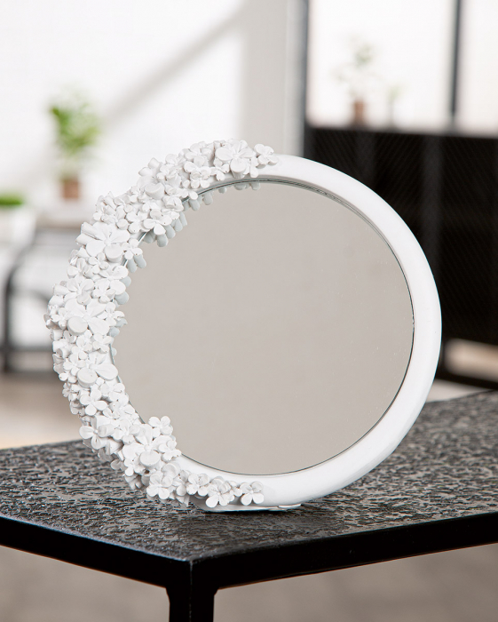 Oglindă, Fluture, Motiv floral, Rășină sintetică, alb, PU 3, L. 10 cm, L. 20 cm, H 14 cm [4]