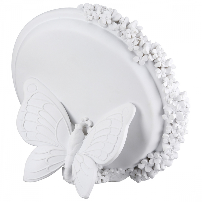 Oglindă, Fluture, Motiv floral, Rășină sintetică, alb, PU 3, L. 10 cm, L. 20 cm, H 14 cm [3]