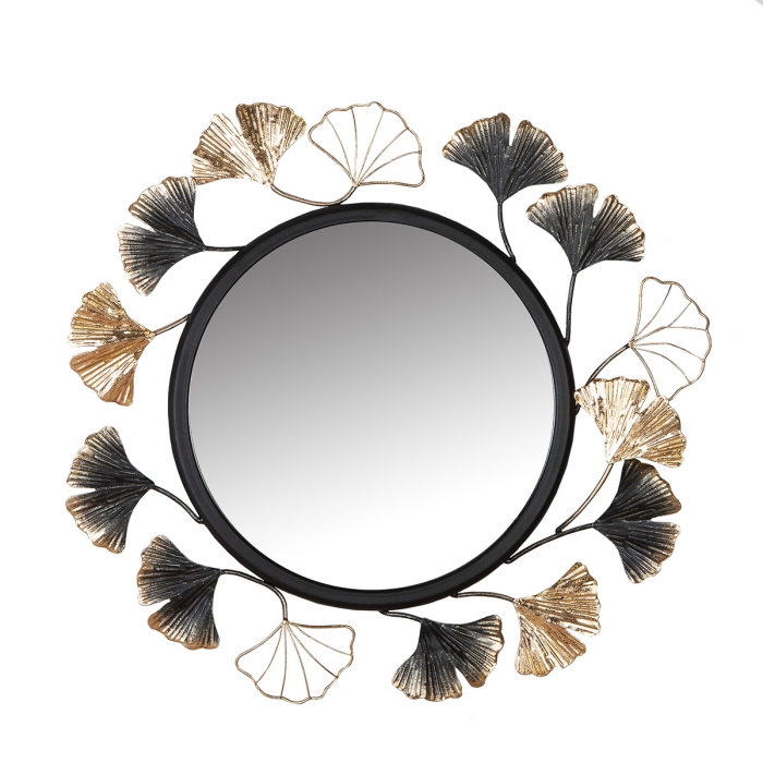 Oglindă, „Ginkgo“, Motiv floral, Metal, D 47 cm [2]