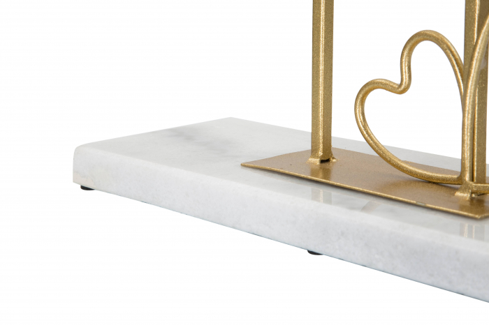 Oglinda Heart, Fier/MDF/Oglinda/Marmura, Auriu/Alb, 39.5x30x9 cm [5]