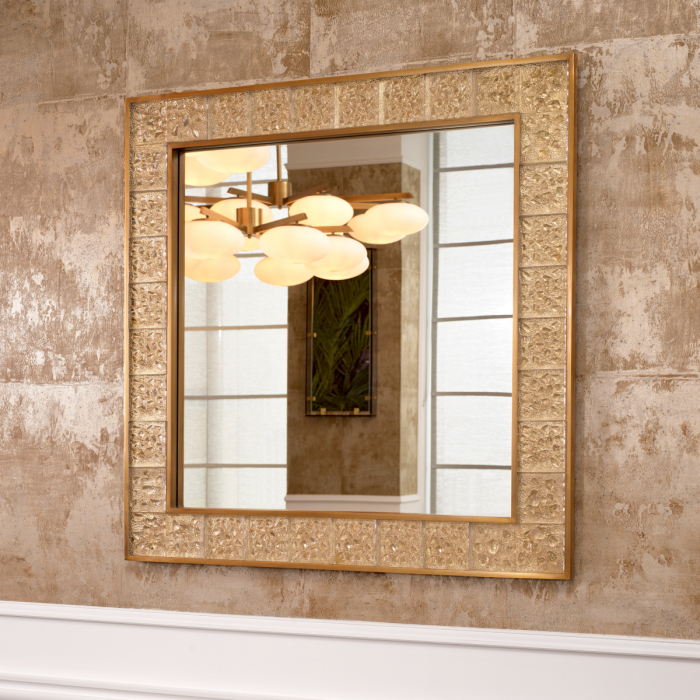 Oglindă, Mellot pătrată, finisaj din alamă cu aspect vintage, Dims: L. 110 | W. 110 | D. 5.5 (CM) [2]