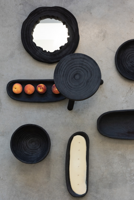 Oglinda Paulownia , Lemn/Sticla, Negru, 42x42x5 cm [4]