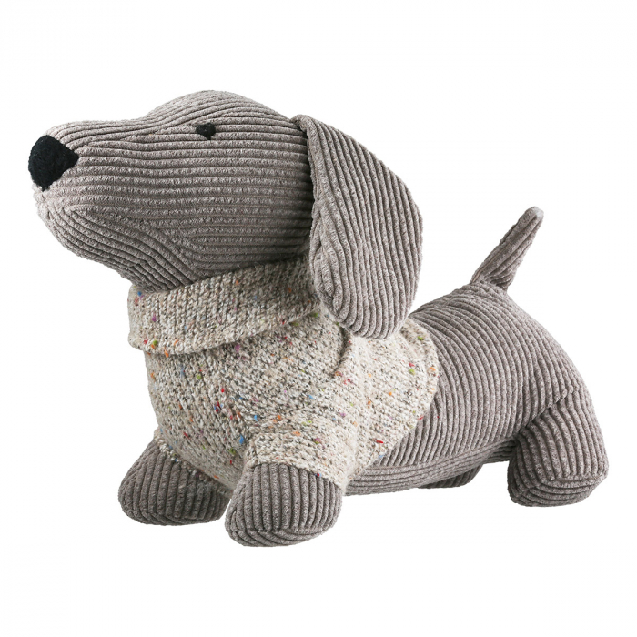 Opritor ușă, Câine, Bruno, Motiv Teckel, Poliester, gri, PU 3, L. 10 cm, L. 30 cm, H. 21 cm [5]