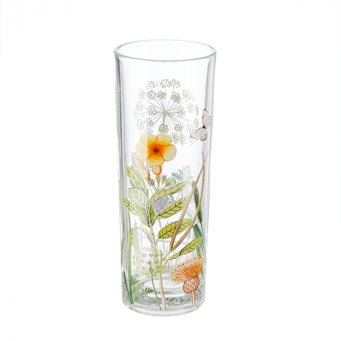 Pahar pentru băuturi, Flori sălbatice, design floral, motiv fluture, model floral, sticlă, multicolor, PU 8, H. 16 cm, D. 6 cm [3]
