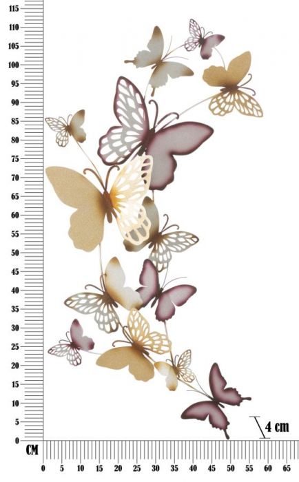 Panou de perete fluturi auriu / burgundia c cm 59,5x4x111,5 [5]