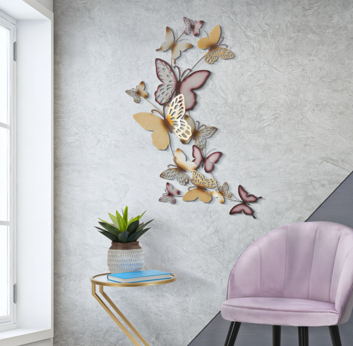 Panou de perete fluturi auriu / burgundia c cm 59,5x4x111,5 [4]