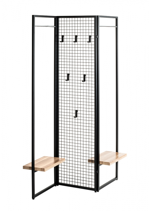 Paravan cu cuier Metal, negru, PU 1, L. 9 cm, L. 105 cm, H 175 cm [6]