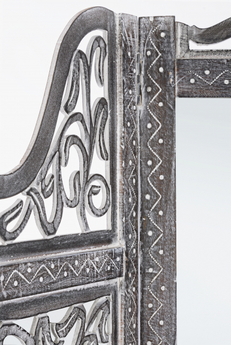 Paravan cu oglinda Ajala, Lemn/MDF/Sticla, Gri, 130x2.5x180 cm [2]