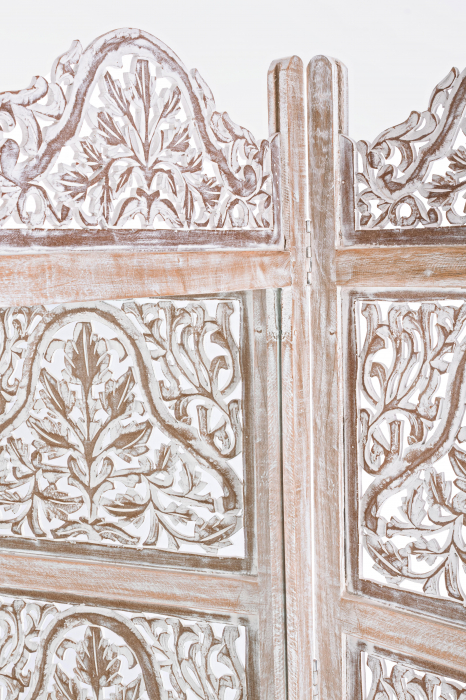 Paravan cu oglinda Alyssia, Lemn/MDF/Sticla, Natural, 130x2.5x180 cm [2]